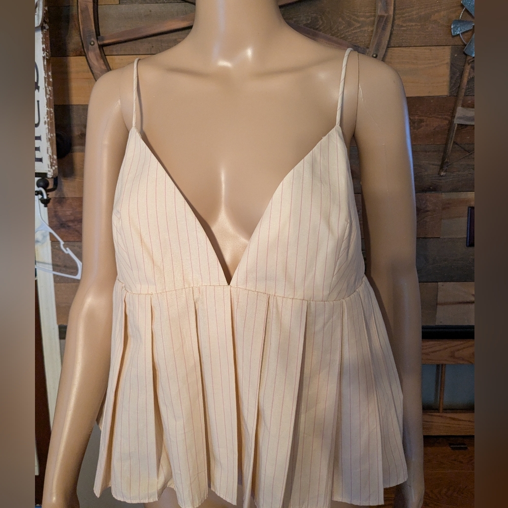 Zara NWT Pleated Poplin Top - Picture 3 of 8